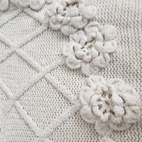 Vintage Shenanigans Women's M Hand Knit Sweater Floral Tunic Grandmacore Cottage - Picture 10 of 14